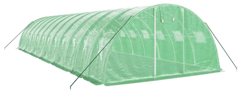 zöld acélvázas melegház 48 m² 12 x 4 x 2 m