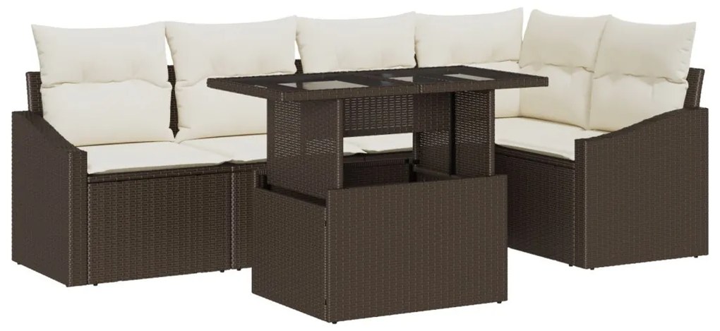 Kerti Kanapé Szett 6 pcs Barna és Krém 100 x 55 x 73 cm