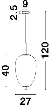 NOVA LUCE 9624073 LATO Egyágú Függesztett Lámpa Üveg E27 IP20