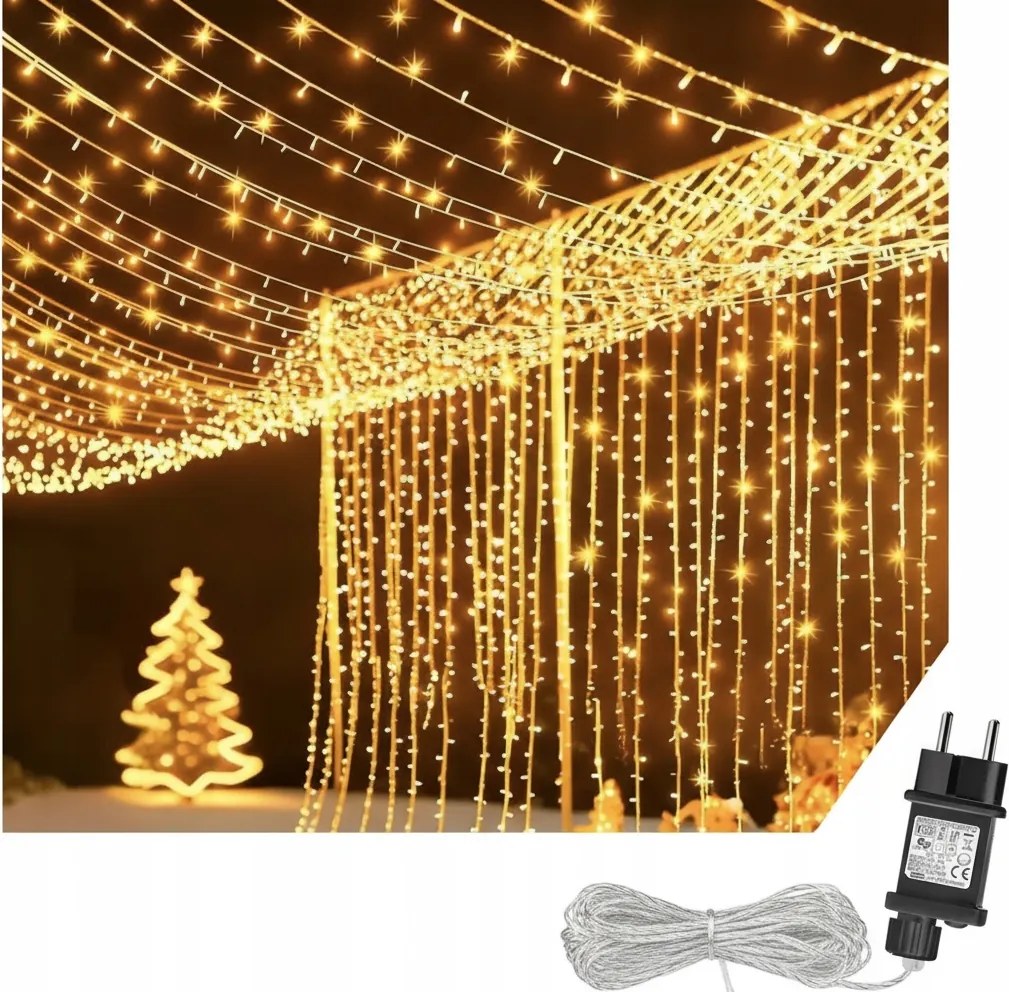 Fényfüggöny 6M X 3M 600 Led Világítás Karácsonyi Dekoráció Vízálló