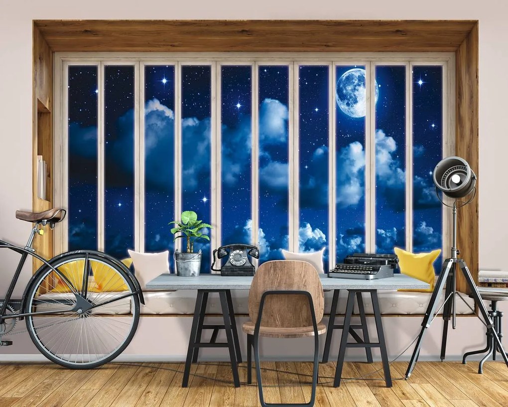 Fotótapéta - Éjszakai égbolt az ablakban (152,5x104 cm)