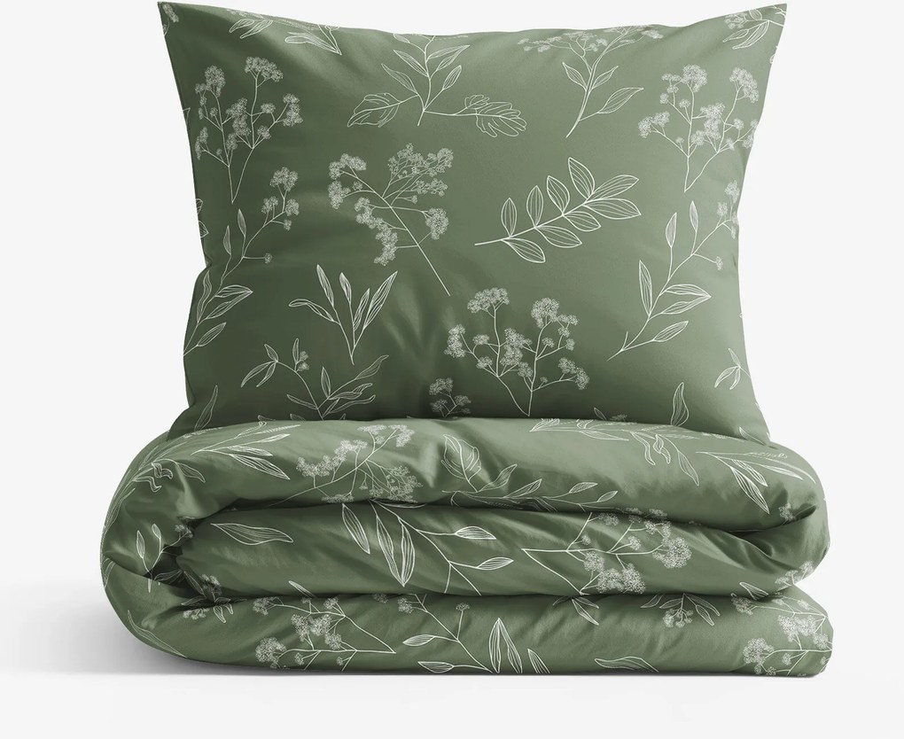 Goldea pamut ágyneműhuzat - gyógynövény levelek 140 x 200 és 70 x 90 cm