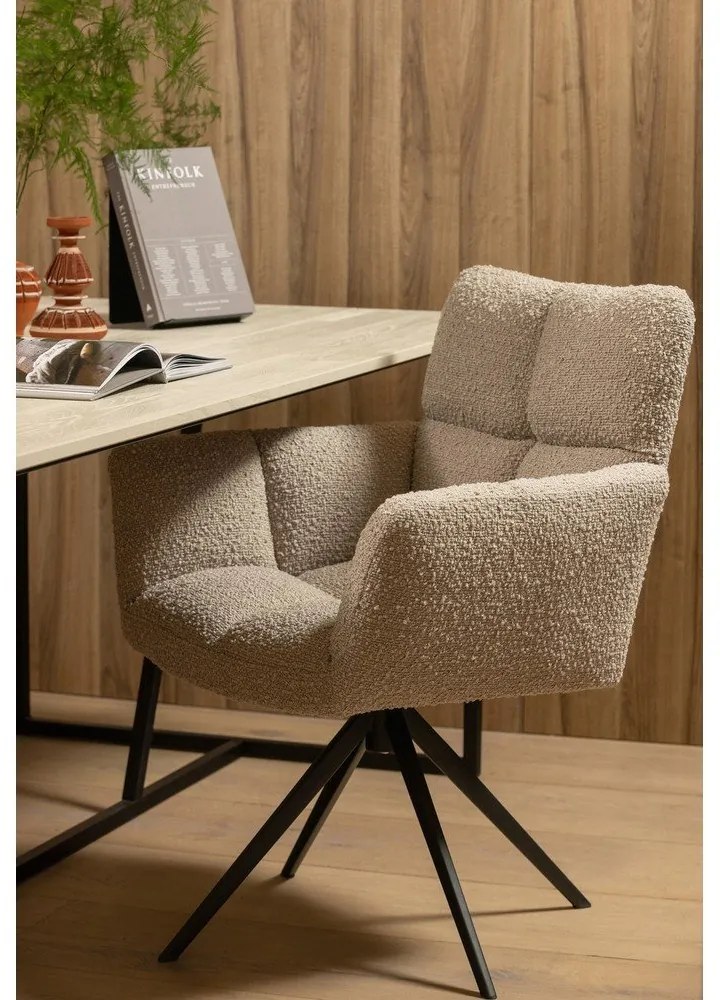 Bézs kárpitozott étkezőfotel Vinny – WOOOD