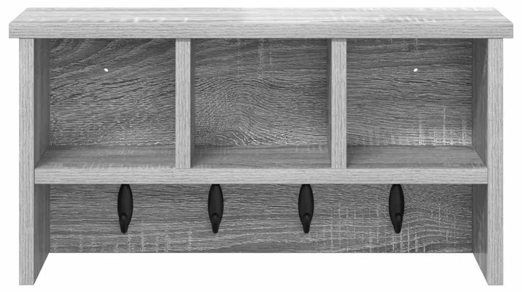 Fali Kabáthorog polcokkal Szürke sonoma 50 x 16 x 26 cm Faanyag