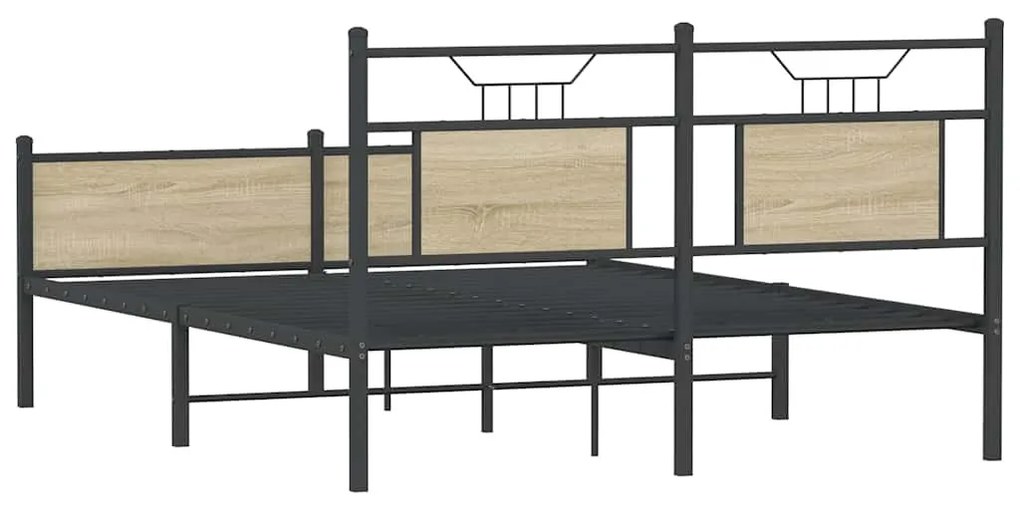 sonoma tölgy színű szerelt fa ágykeret matrac nélkül 137x190 cm