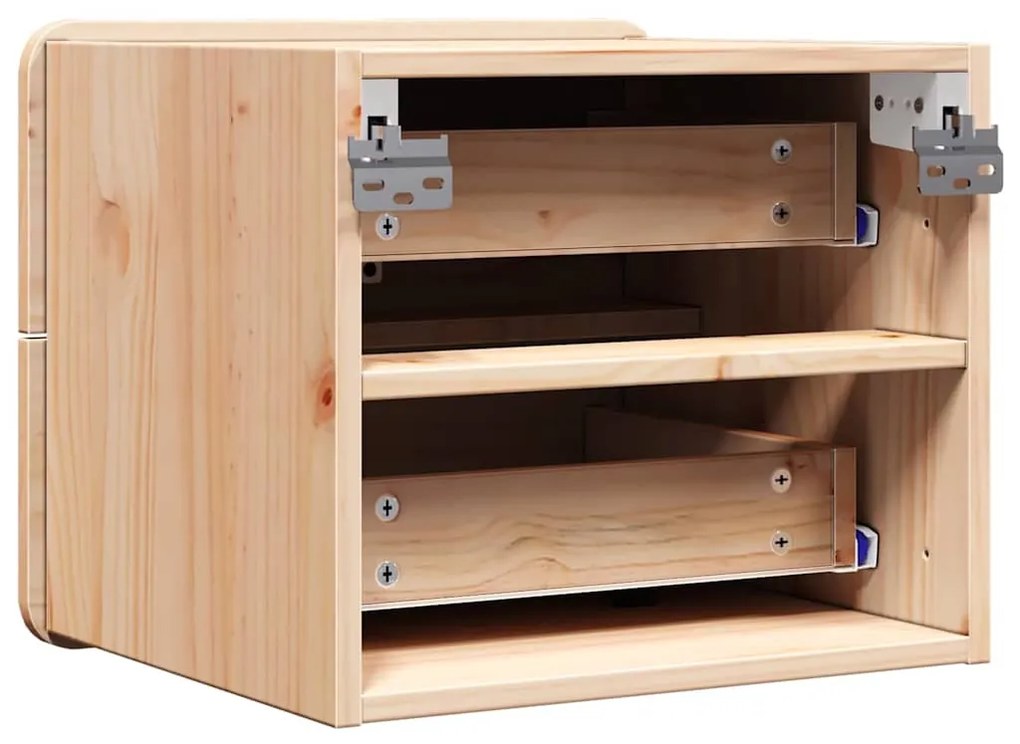 Éjjeli asztal fiókkal 2 pcs Barna 39 x 34 x 33 cm Tömör fenyőfa