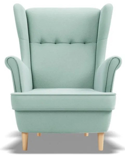 Uszak fotel, bársony, kék