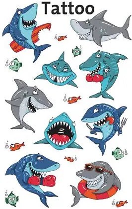Matrica, tetoválás, 1 ív, 76x120 mm, AVERY ZWECKFORM, Z-Design No.56770, cápák (AY56770)