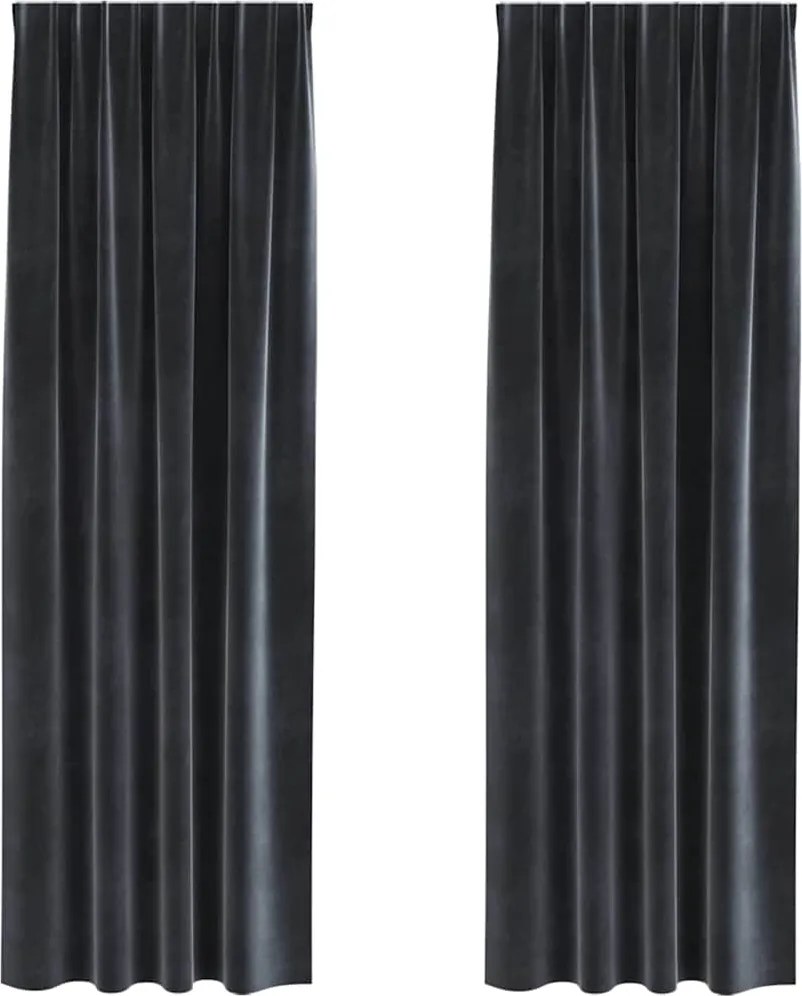 vidaXL Sötétítő függönyök 2 pcs Sötétszürke 140 x 245 cm Bársony