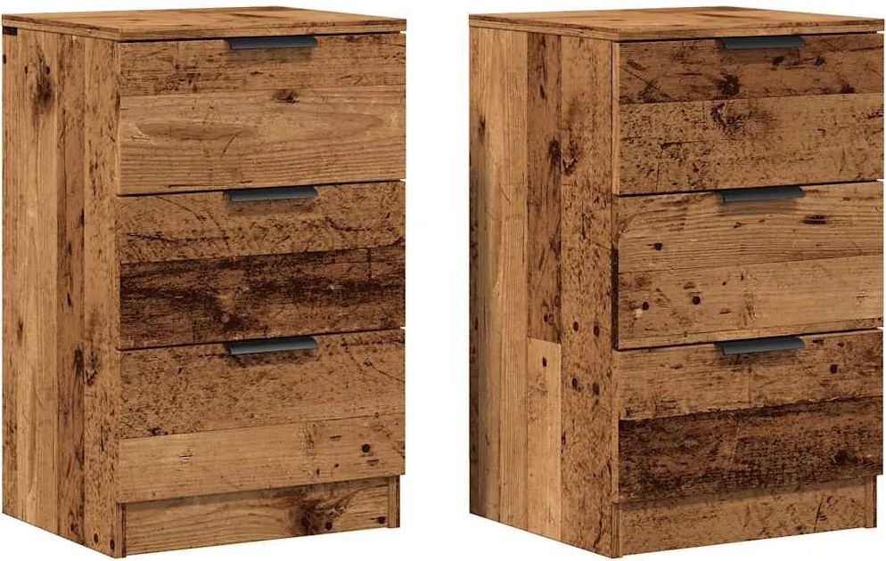 vidaXL 2 db antik fa színű szerelt fa éjjeliszekrény 40 x 36 x 65 cm