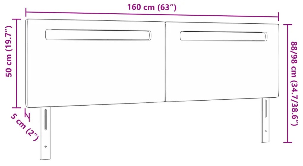 Egyszerű Design Fejtámla Fekete 160 cm Műbőr