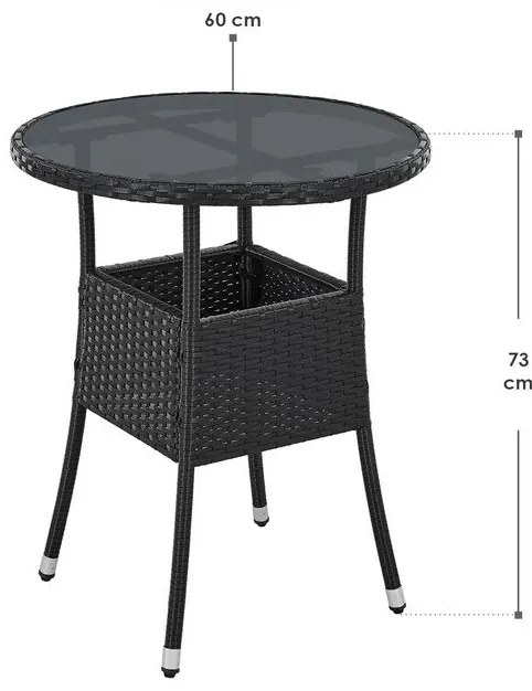 Juskys Yoro kerek rattan asztal Ø60 cm - fekete