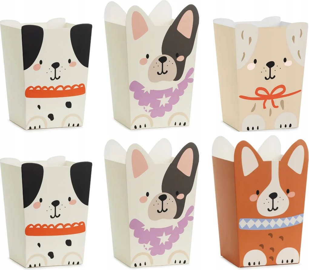 Popcorn Kutyás Dobozok 8,7cm/8,7cm 1csomag/6db kutyus