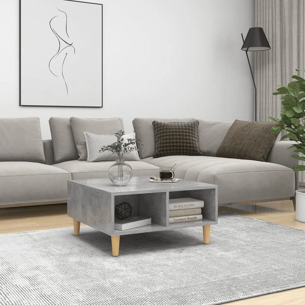 Betonszürke szerelt fa dohányzóasztal 60 x 60 x 30 cm