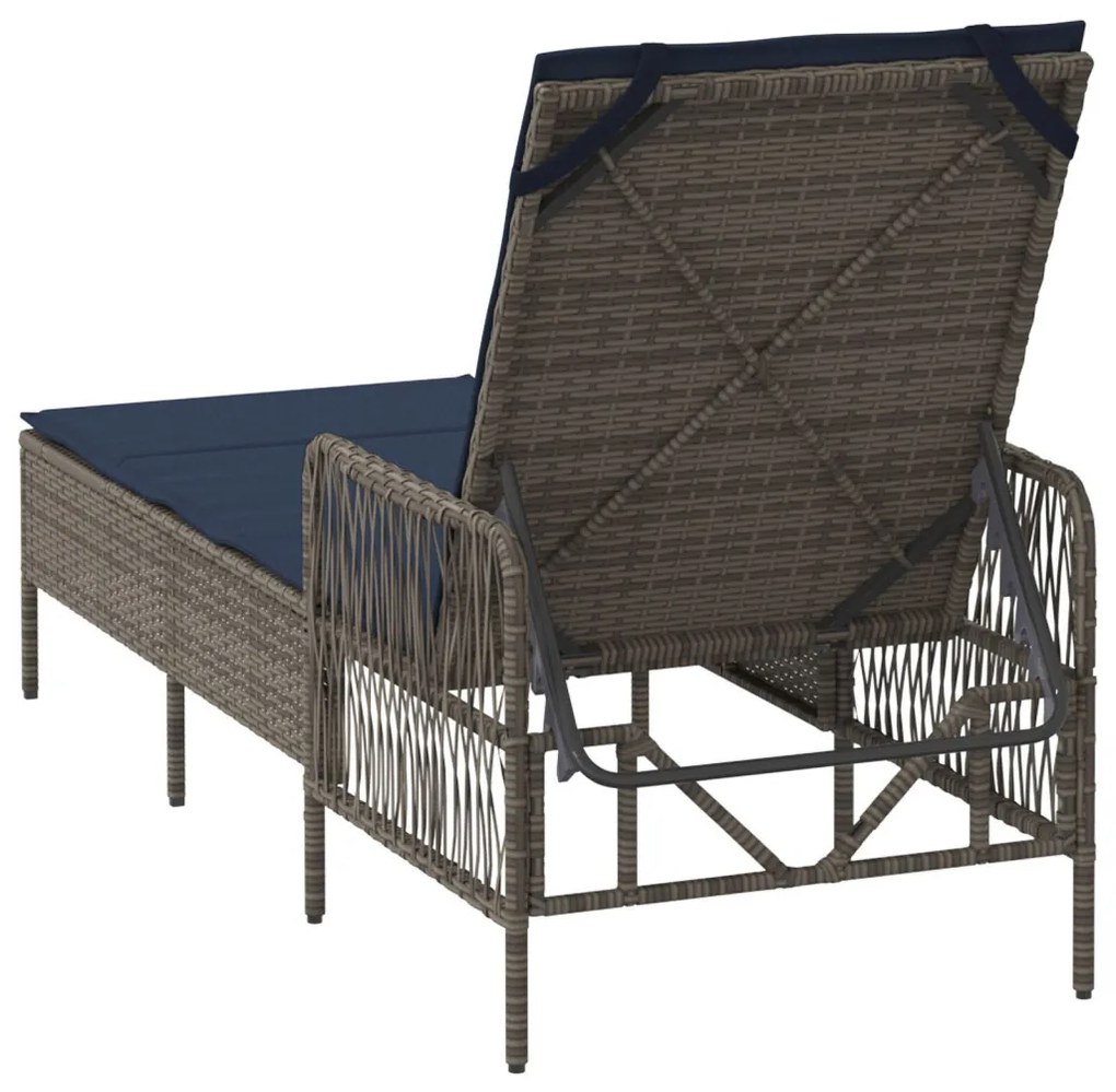 Napozóágy Szürke PE Rattan 157 x 55 x 92 cm Összecsukható
