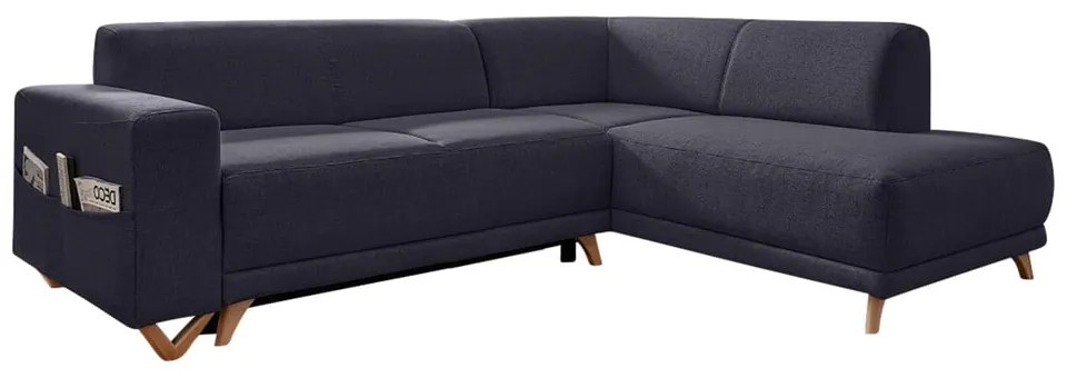 Antracitszürke kinyitható-tárolóhelyes sarokkanapé (jobb oldali-L alakú) Classy Sophie – Miuform