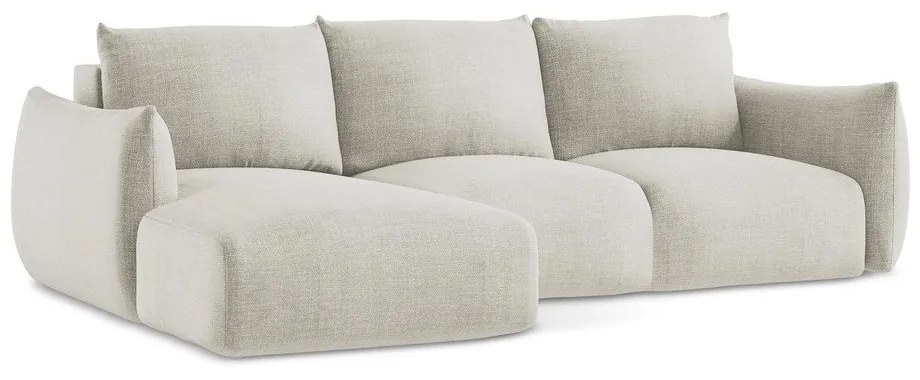 Bézs kinyitható sarokkanapé (bal oldali-heverő résszel) Leila – Makamii