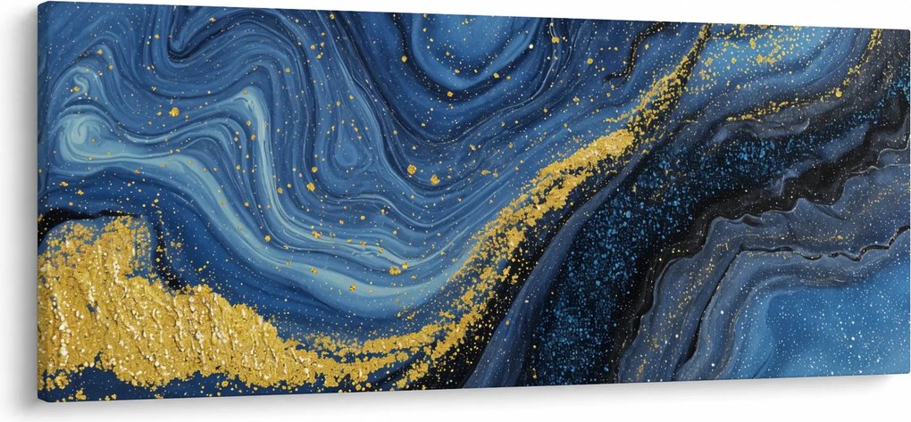 Kép - Kék-arany absztrakció (120x50 cm)