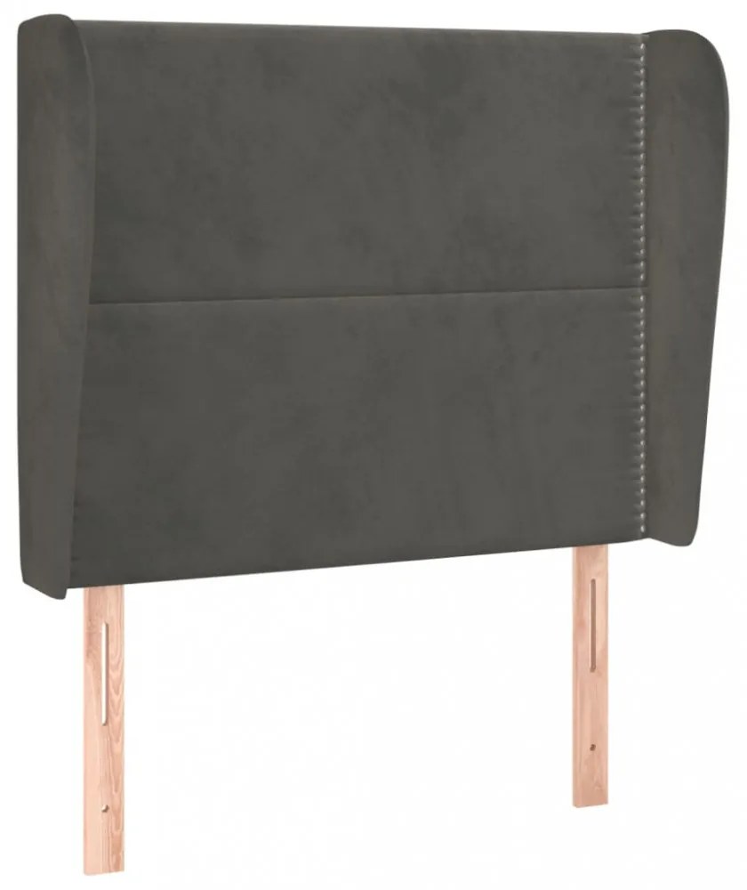sötétszürke bársony fejtámla szárnyakkal 103 x 23 x 118/128 cm