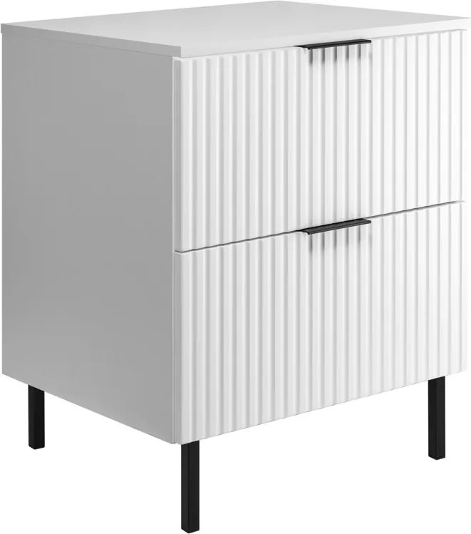 Álló Fürdőszoba Szekrény Mosdó Alá 60 cm Fehér Divatos Bordázott Mdf Front Lábak