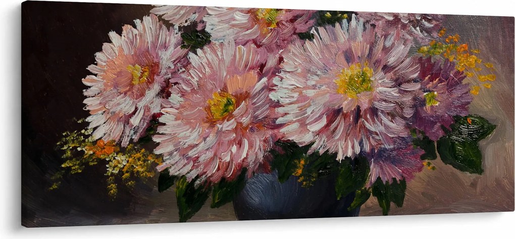 Kép - olajfestmény, virágok a vázában (120x50 cm)