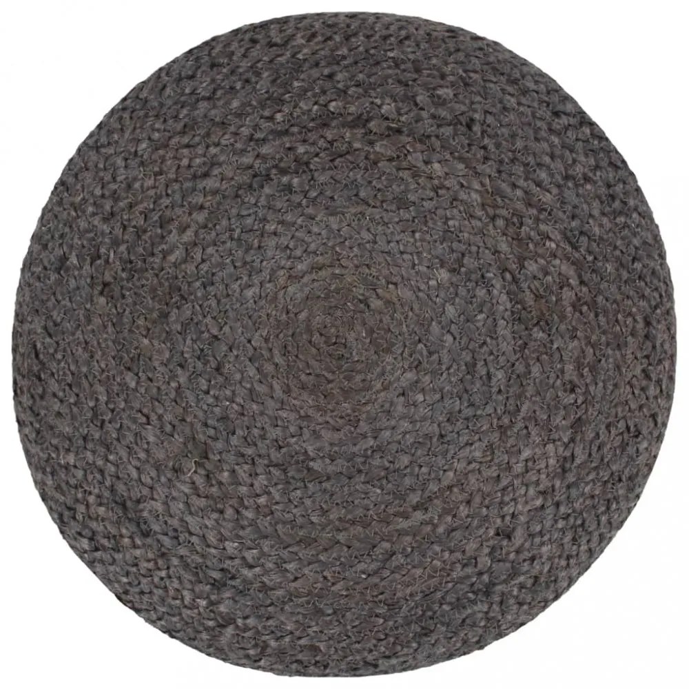 kézzel készült sötétszürke juta puff 45 x 30 cm