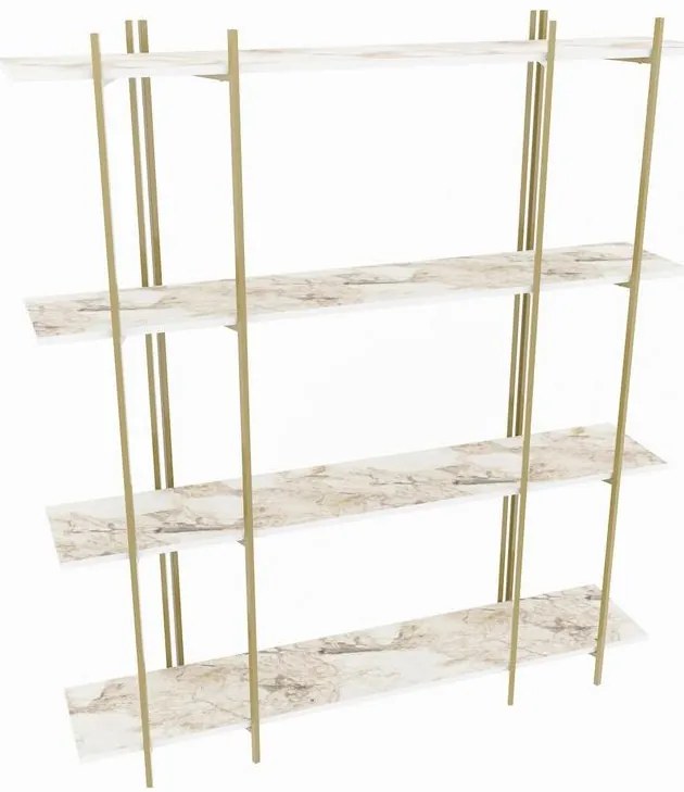 könyvespolc Moss - White, Gold