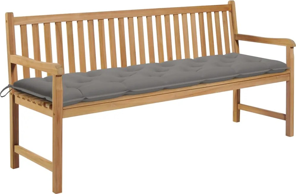 vidaXL tömör tíkfa kerti pad szürke párnával 175 cm