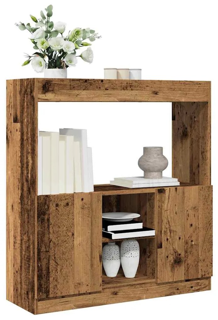 antik fa színű szerelt fa magasszekrény 92 x 33 x 100 cm