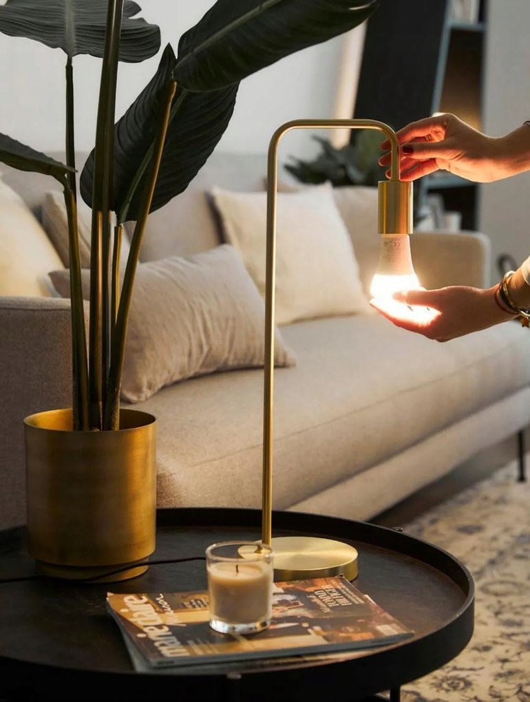 Asztali hálószoba éjjeli lámpa Westwing Flow sárgaréz teljesítmény max. 60 W