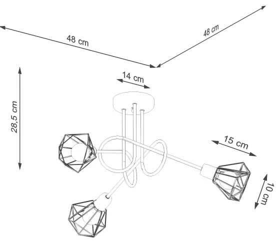 Sollux SL.1109 - Csillár rúdon ARTEMIS 3xE14/40W/230V fekete