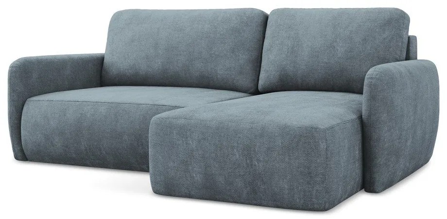 Szürkéskék zsenília kinyitható-tárolóhelyes sarokkanapé (jobb oldali-heverő résszel) Lilo – Makamii