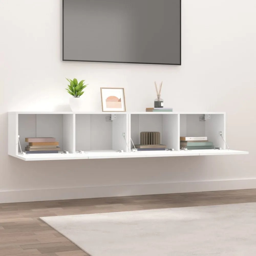 2 db fehér szerelt fa TV-szekrény 80 x 30 x 30 cm