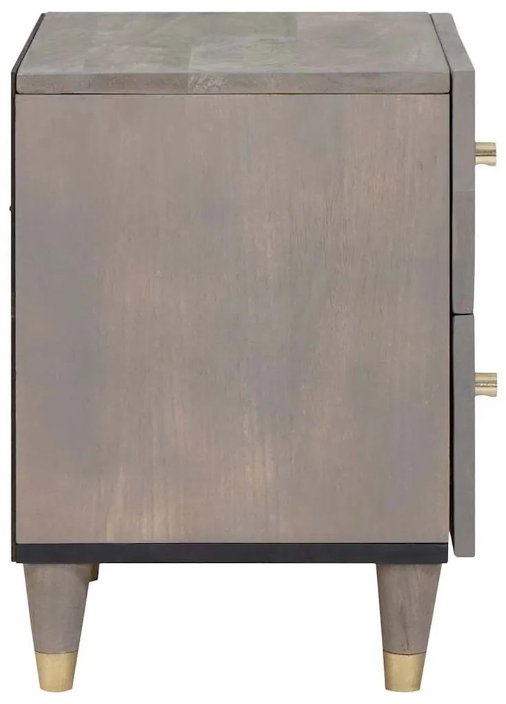 vidaXL Éjjeliszekrény 2 pcs Szürke 40 x 33 x 46 cm Tömör Mangófát
