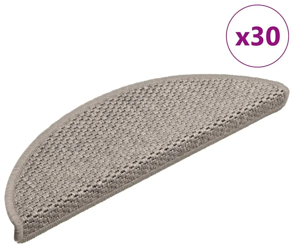 30 db ezüst lépcsőszőnyegek öntapadós szizál kinézetű 56x17x3cm