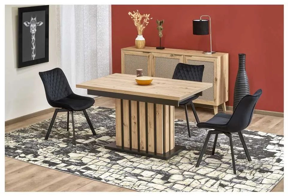 Lamello étkezőasztal 160 cm, artisan tölgy / fekete