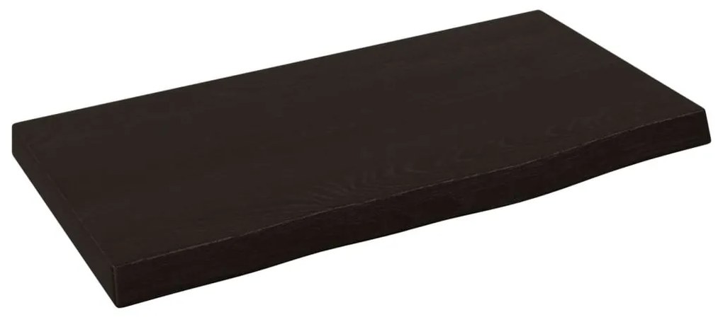 sötétbarna kezelt tömör tölgyfa fali polc 40x20x2 cm