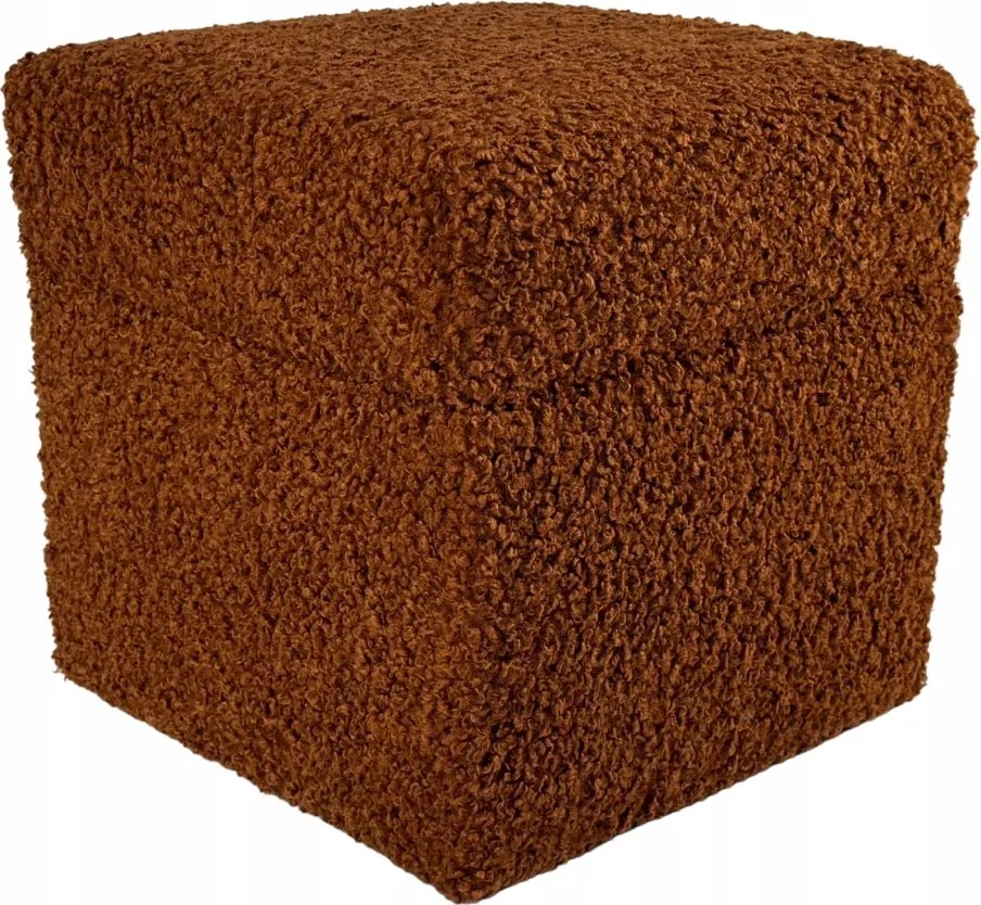 Négyzet alakú nyitható puff rolf teddy bouclé bárány vörös szín