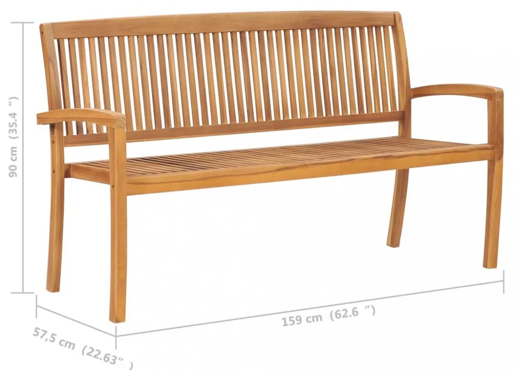 tömör tíkfa rakásolható kerti pad párnával 159 cm