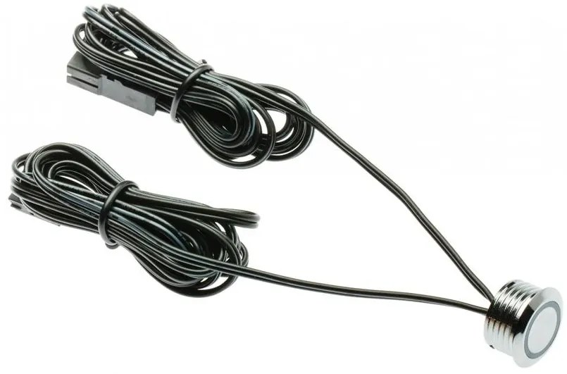 Kapcsoló, érintős, fényerőszabályozóval, 12V, Max 20W, mini AMP csatlakozóval, króm