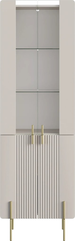 Malmi vitrines szekrény 60 cm négyajtós - kasmír / arany lábak