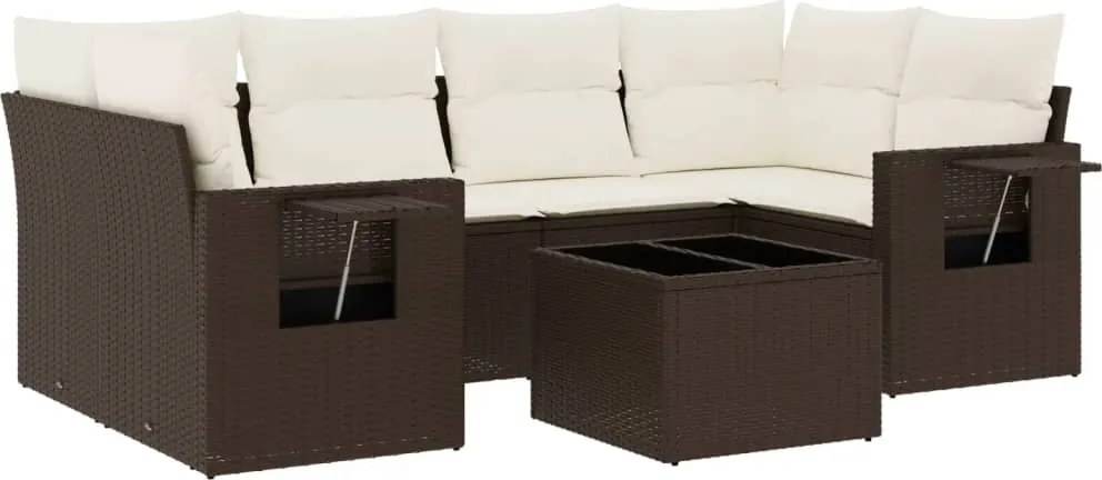 vidaXL 7 részes barna polyrattan kerti ülőgarnitúra párnákkal