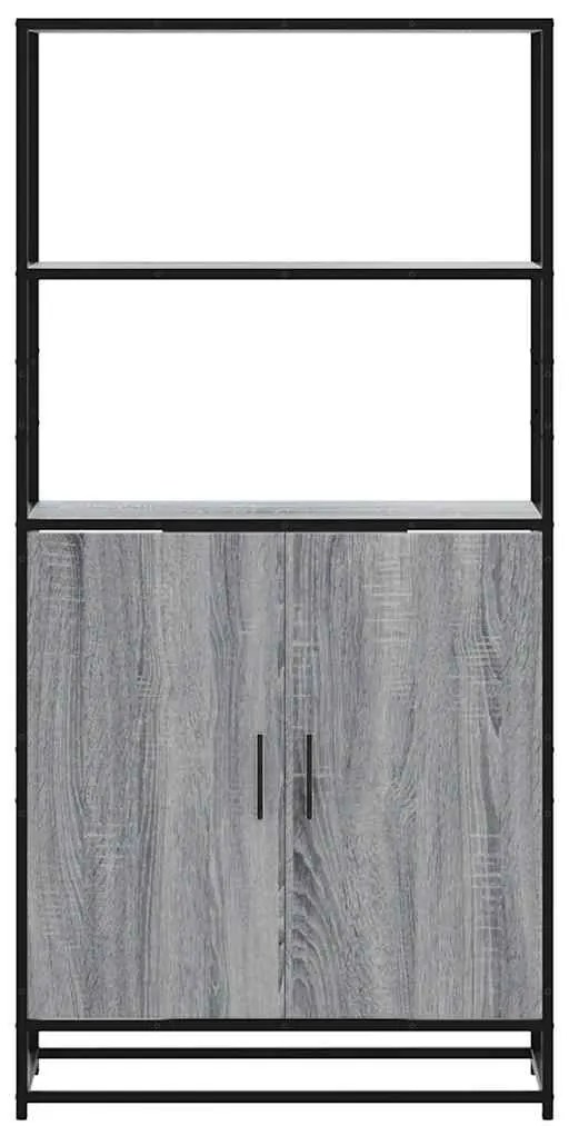 Highboard szürke sonoma 68x35x139 cm gépelt fa és fém