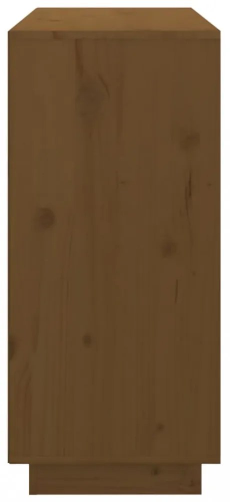 mézbarna tömör fenyőfa tálalószekrény 111 x 34 x 75 cm