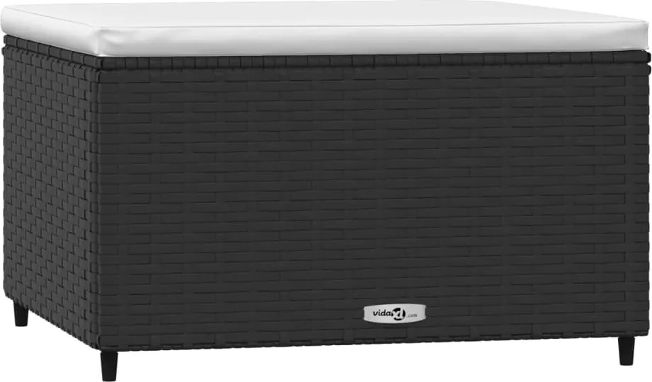 vidaXL fekete polyrattan kerti lábtartó párnával