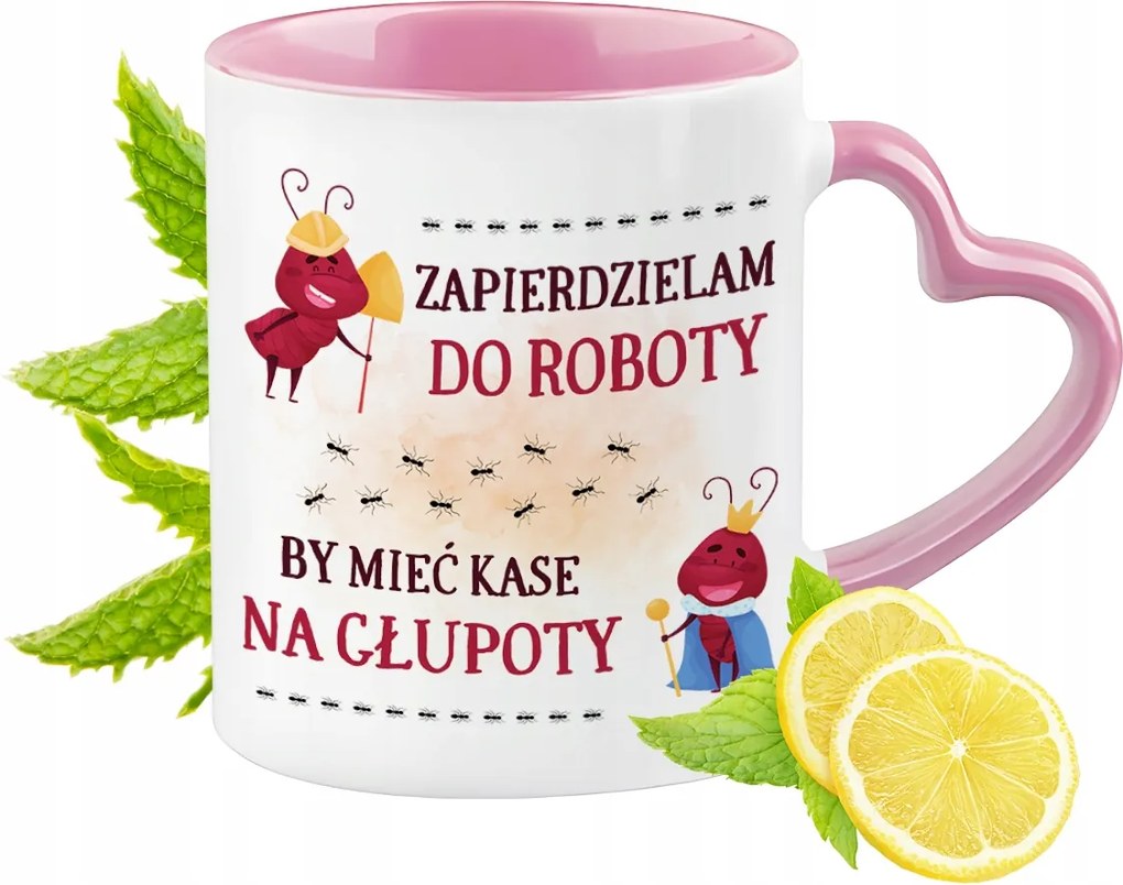 Vicces Rózsaszín Bögre Szív Alakú Füllel Ajándék