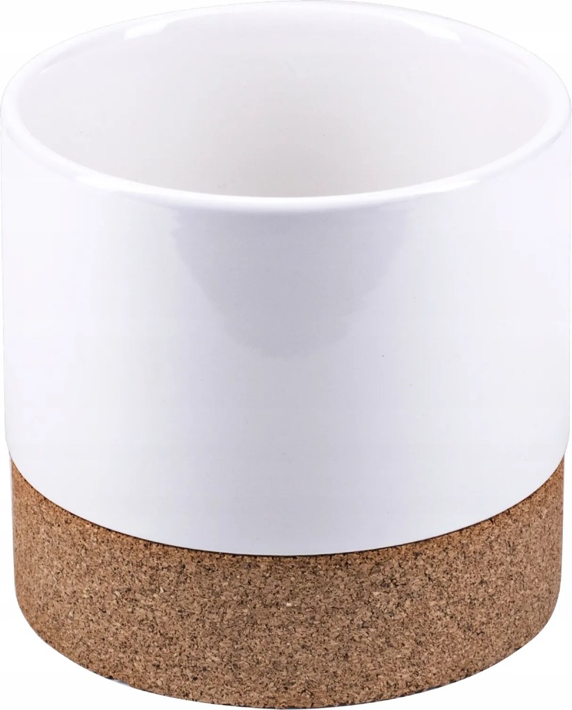 Kerek kerámia kaspó fedél parafadugóval Nagy fehér átm. 13 cm