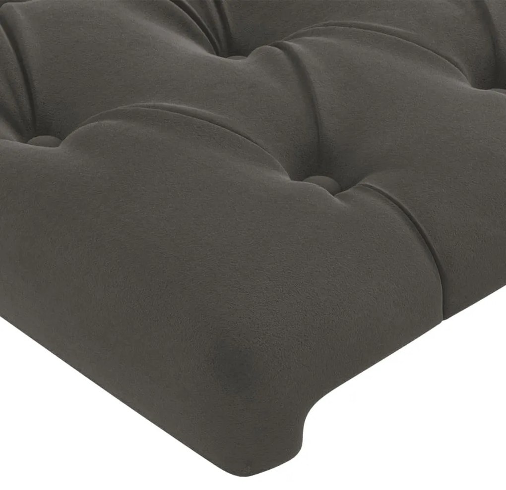 sötétszürke bársony LED-es fejtámla 163x16x118/128 cm