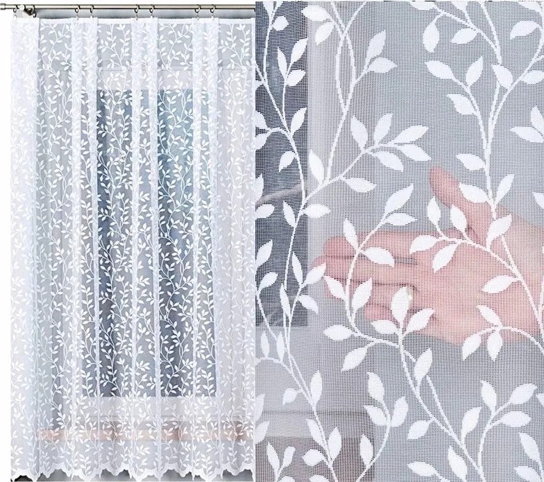 Jacquard függöny Zsuzsanna 300x180cm egyenes virágmintás (kész) szegéllyel