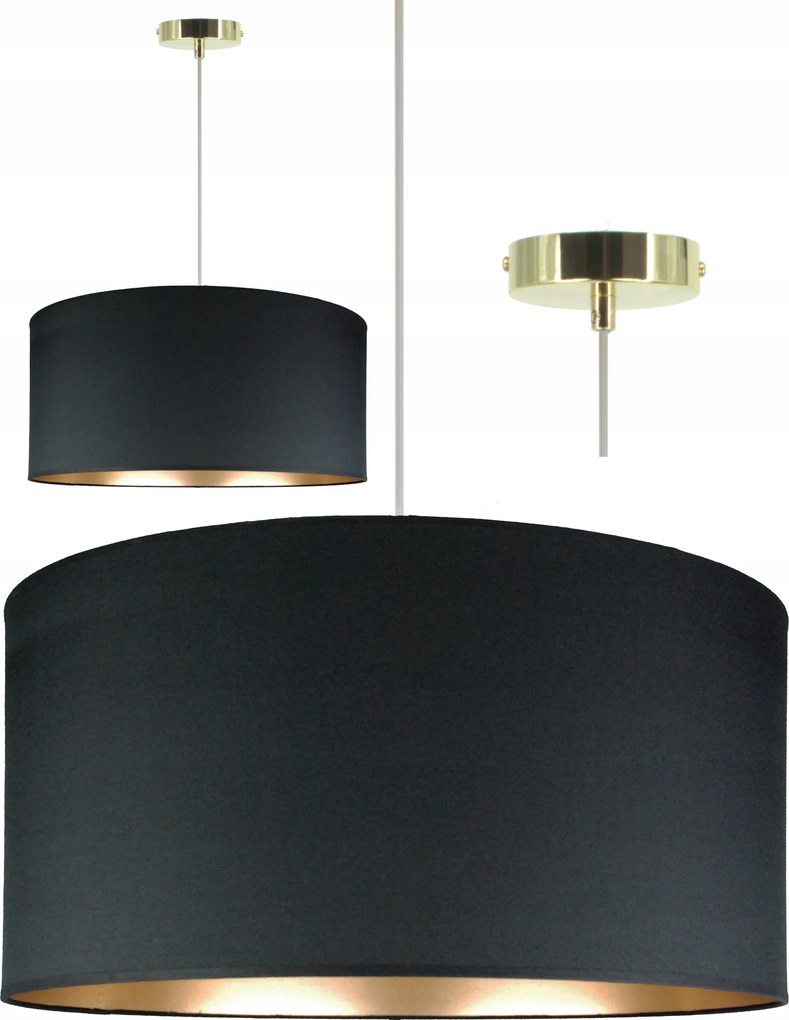 Függőlámpa Golden 40cm Fekete Lámpabúra Arany Belsővel Arany Tetőkárpit